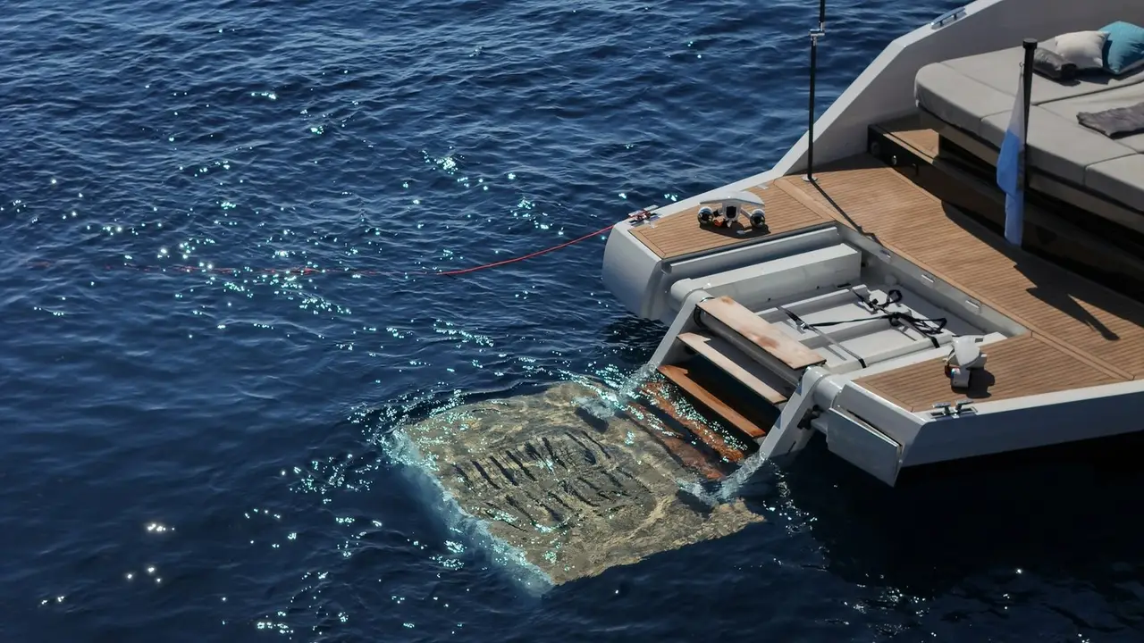 Arcadia Sherpa 60, flybridge — Luxury Yachts St. Tropez, Saint-Tropez. Cap Taillat à petite vitesse, ponts ouverts sur le large