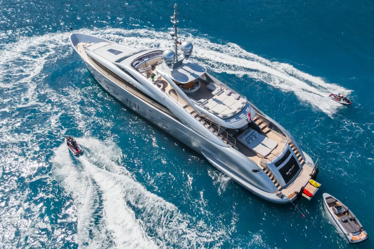 Silver Wind, main deck — Luxury Yachts St. Tropez, Saint-Tropez. Forty-four metres of steady presence off Pampelonne