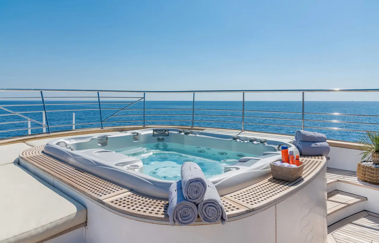 Philip Zepter 50m, salon — Luxury Yachts St. Tropez, Saint-Tropez. 50 Metres of Deck Space Toward Cap Taillat